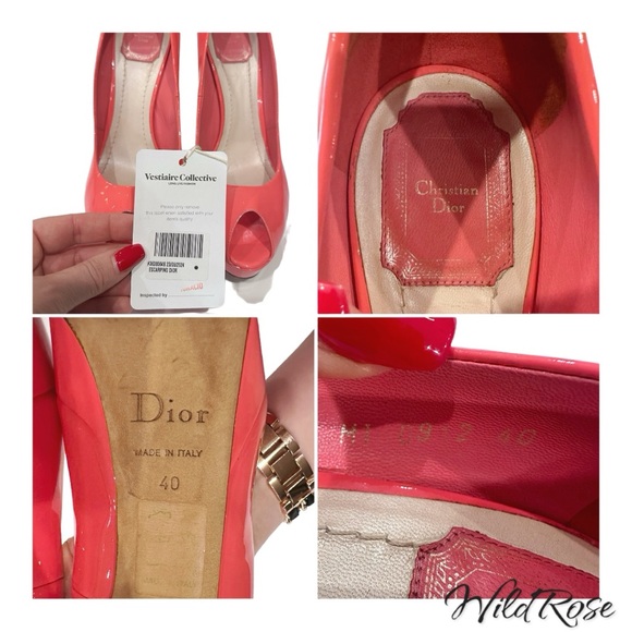 CHRISTIAN DIOR Pink Patent Leather Cannage Gold Metal Guilded Heel Platform Pump - Picture 17 of 17